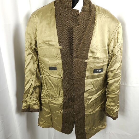 Hugo Boss Mens 44T 44L Brown Tan Lambswool 2-Button Sports Coat Blazer - Picture 3 of 10